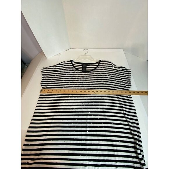 Design History Black & White Striped Tunic Sparkly Beaded Women's Size Large NWT - Picture 7 of 10